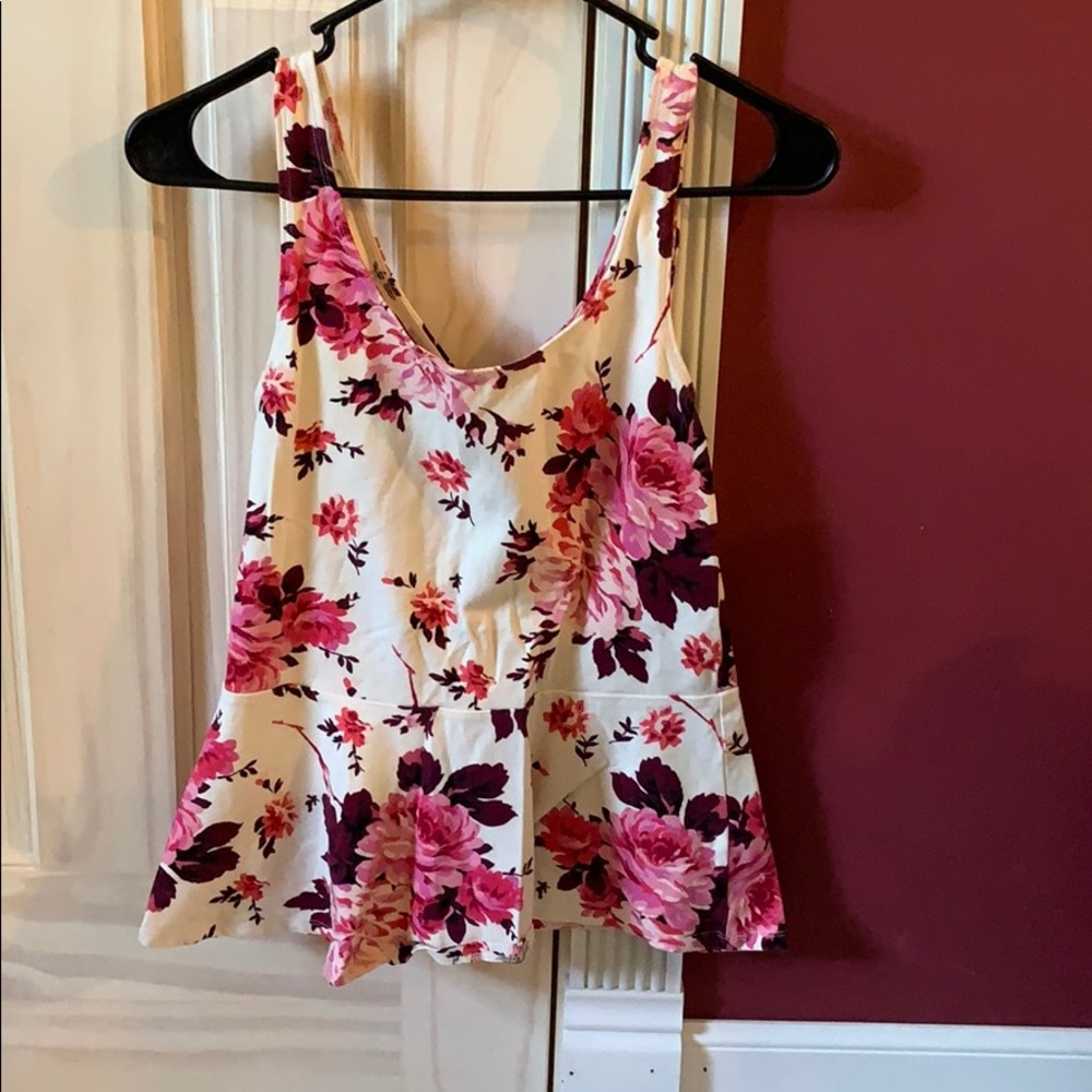 Pink floral peplum shirt